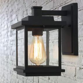 img 4 attached to Farmhouse Style Outdoor Wall Lantern - LALUZ Rectangle Porch Lights, A03156 Matte Black Finish With Clear Glass And Anti-Rust Coating, Weather-Proof Fixture For Front Door, Patio, Yards, And Garage