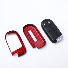 img 1 attached to 🔴 Enhance your Jeep Key with MissBlue Carbon Fiber Key Fob Cover - Lightweight Glossy Finish, B Style - Red