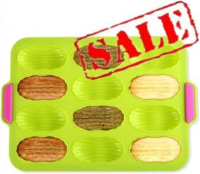 img 4 attached to 12-Hole Non-Stick Madeleine Silicone Baking Pan With Handles By KeepingcooX - Double Bright Color, 11 X 9.5 Inches