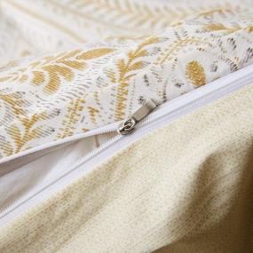 img 2 attached to Paisley Perfection: FADFAY Twin Duvet Cover Set In Luxurious 100% Cotton - 3 Pieces, Gold Finish And Hidden Zipper Closure