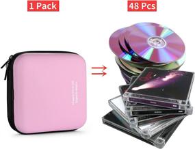 img 3 attached to 📀 LIOVODE Pink DVD Case, 48 Capacity EVA CD Holder Storage Organizer - Portable & Protective Wallet for Car (48 Capacity)