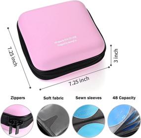 img 2 attached to 📀 LIOVODE Pink DVD Case, 48 Capacity EVA CD Holder Storage Organizer - Portable & Protective Wallet for Car (48 Capacity)