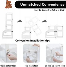 img 2 attached to Kitchen Step Stool For Toddlers - WishaLife Toddler Kitchen Stool Helper, Toddler Standing Tower For Counter, 2 In 1 Convertible Kids Kitchen Step Stool - Table And Chair (White)
