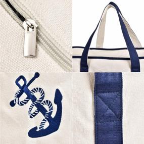 img 2 attached to Get Stylishly Organized With The Extra Large InOne 25 Canvas Zipper Tote Bag - Perfect For Beach, Shopping, And More!
