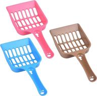 convenient 3pcs plastic cat litter scoop set - pet sift shovel for easy litter box cleaning (pink, blue, coffee) logo