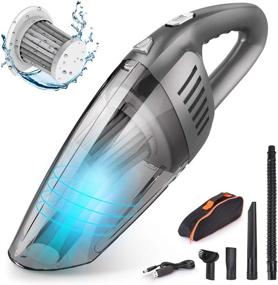 img 4 attached to Powerful and Convenient CCJK Handheld Car Vacuum Cleaner – 120W High Power, 7000PA Strong Suction, Rechargeable & Cordless, with HEPA Filter, Wet/Dry Use – Ideal for Car, Home, Hair & Office Cleaning!