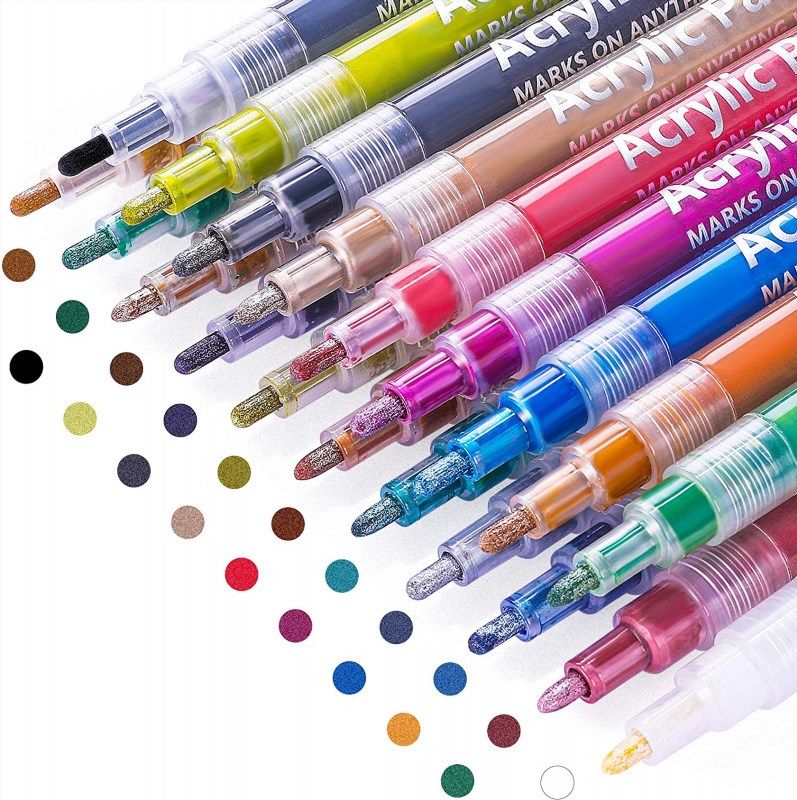 ACRYLIC PAINT MARKERS Pens – 30 Acrylic Paint Pens Medium Tip (2Mm