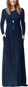 img 3 attached to DEARCASE Women'S Long Sleeve Maxi Dress Crewneck Loose Plain Casual Empire Waist Long Dresses With Pockets