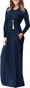 img 2 attached to DEARCASE Women'S Long Sleeve Maxi Dress Crewneck Loose Plain Casual Empire Waist Long Dresses With Pockets