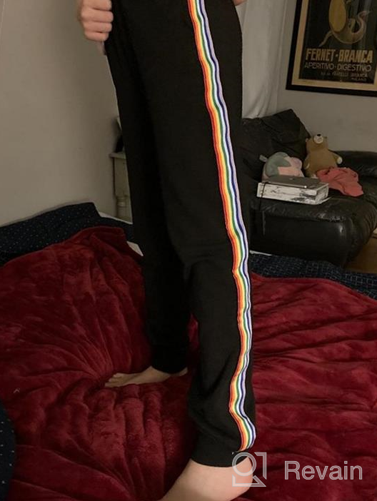 img 1 attached to 🌈 Mirawise Girls' Joggers Sweatpants | Elastic Waist Rainbow Striped Pants with 3 Pockets | Pull-on Style review by Alexandra West