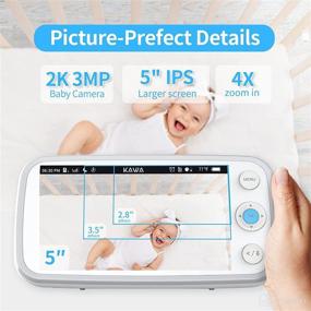 img 2 attached to 👶 KAWA 2K QHD 5’’ Video Baby Monitor with Camera and Audio - No WiFi, Night Vision, Recording & Playback, 2-Way Talk, Temp Sensor, 4000mAh, 4X Zoom, Flip 180°, Lullabies, 1000ft Range