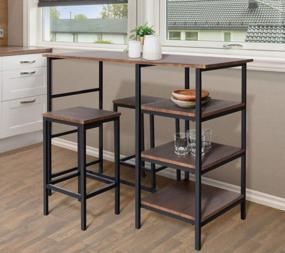 img 3 attached to Transform Your Kitchen With Zenvida'S 3-Piece Pub Table Set & Space-Saving Storage Shelves