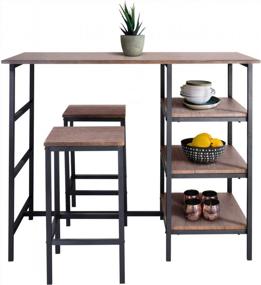 img 4 attached to Transform Your Kitchen With Zenvida'S 3-Piece Pub Table Set & Space-Saving Storage Shelves