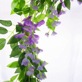 img 2 attached to AUSTOR 3 Pcs Artificial Wisteria Flowers Purple Wisteria Hanging Flowers Garland Wisteria Vine Faux Wisteria Graland 7.2 Ft/Pc Wisteria Flower Garland For Wedding Garden Outdoor Home Decor, Purple