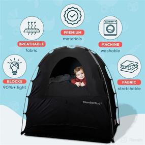 img 2 attached to 👶 SlumberPod Portable Privacy Pod: Blackout Canopy Crib Cover for Babies (4 Months and Up) – Includes Monitor Pouch and Pack n Play Blackout Cover – Baby Travel Crib Canopy in Black/Grey
