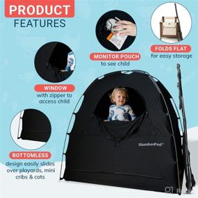 img 3 attached to 👶 SlumberPod Portable Privacy Pod: Blackout Canopy Crib Cover for Babies (4 Months and Up) – Includes Monitor Pouch and Pack n Play Blackout Cover – Baby Travel Crib Canopy in Black/Grey