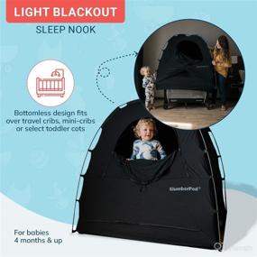 img 1 attached to 👶 SlumberPod Portable Privacy Pod: Blackout Canopy Crib Cover for Babies (4 Months and Up) – Includes Monitor Pouch and Pack n Play Blackout Cover – Baby Travel Crib Canopy in Black/Grey