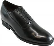 calto men's invisible height increasing elevator shoes - black premium leather lace-up formal dress oxfords - g8082-3 inches taller logo
