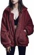 women's winter coat fleece lapel zipper outwear jacket warm oversized casual fuzzy shearling logo