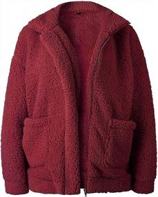 img 1 attached to Women'S Winter Coat Fleece Lapel Zipper Outwear Jacket Warm Oversized Casual Fuzzy Shearling