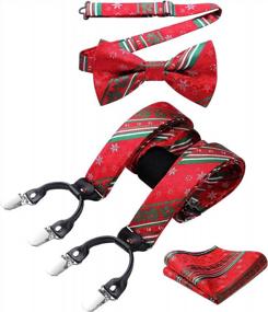 img 4 attached to 🎄 HISDERN Christmas Snowflake Suspenders: Stylish Men's Accessories for Ties, Cummerbunds & Pocket Squares