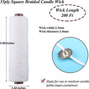 img 2 attached to MILIVIXAY Cotton Candle Wicks Bundle - 200Ft Spool With Sustainer Tabs, Glue And Holders