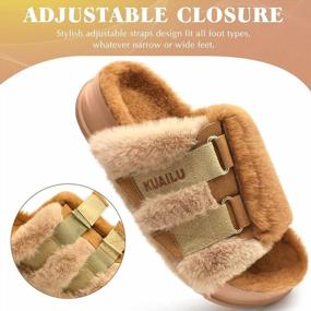 img 3 attached to KuaiLu Womens Fuzzy Platform Open Toe Slipper With Arch Support Fluffy Furry Slides Faux Rabbit Fur Sandal Indoor Outdoor Size 6~12