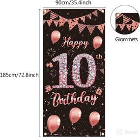 img 3 attached to 🌹 Rose Gold 10th Birthday Door Banner Decorations for Girls - Large 10 Year Old Birthday Party Door Cover Backdrop Supplies - Happy Ten Birthday Poster Sign - LNLOFEN