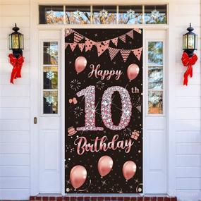 img 4 attached to 🌹 Rose Gold 10th Birthday Door Banner Decorations for Girls - Large 10 Year Old Birthday Party Door Cover Backdrop Supplies - Happy Ten Birthday Poster Sign - LNLOFEN