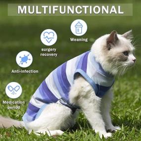 img 1 attached to 🐾 Dogs and Cats Recovery Suit - Cat Recovery Onesie for Male and Female Cats with Abdominal Wounds - Bandages Cone E-Collar Alternative - Ideal After Surgery - Anti-Licking Snug Bodysuit for Dogs and Cats