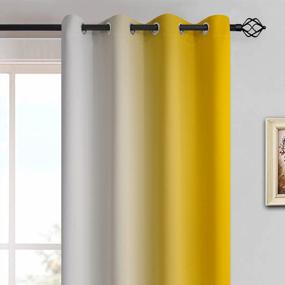 img 2 attached to Yakamok Yellow Ombre Curtains 84 Inches Long, Light Blocking Gradient Color Curtain Panels, Room Darkening Grommet Window Drapes For Bedroom(52X84 Inch, 2 Panels)