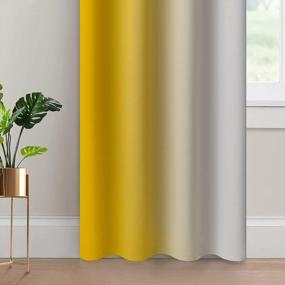 img 1 attached to Yakamok Yellow Ombre Curtains 84 Inches Long, Light Blocking Gradient Color Curtain Panels, Room Darkening Grommet Window Drapes For Bedroom(52X84 Inch, 2 Panels)