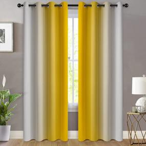 img 3 attached to Yakamok Yellow Ombre Curtains 84 Inches Long, Light Blocking Gradient Color Curtain Panels, Room Darkening Grommet Window Drapes For Bedroom(52X84 Inch, 2 Panels)