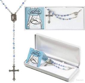 img 2 attached to Silver Plated 4mm Bead Blue Boy Baby Blessings First Rosary for Enhanced SEO