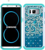 galaxy s8 plus case with shock absorption and rhinestone bling, magicsky dual layer armor defender cover for samsung s8+ (flower2) logo