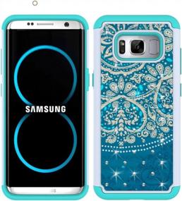img 4 attached to Galaxy S8 Plus Case With Shock Absorption And Rhinestone Bling, MagicSky Dual Layer Armor Defender Cover For Samsung S8+ (Flower2)