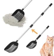 🐱 detachable fast sifting stainless steel cat litter scoop with deep shovel & long handle - expawlorer heavy duty non-stick sifter, say goodbye to back-bending logo