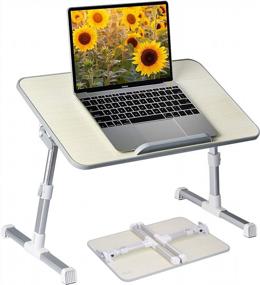 img 4 attached to Neetto Honeydew Laptop Bed Table: Adjustable, Portable Lap Desk 🛏️ for Eating, Reading & Writing on Bed, Couch, Sofa, and Floor