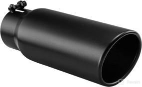 img 4 attached to 🔧 Kepect 3 Inlet Black Exhaust Tip: Universal 3" Inlet, 4" Outlet, 12" Long Tailpipe Tip