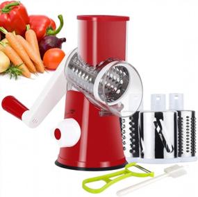 img 4 attached to Manual Rotary Cheese Grater: Perfect For Veggies, Potatoes, Cucumber & Carrot - Ourokhome Red Shredder Drum Slicer