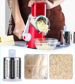 img 1 attached to Manual Rotary Cheese Grater: Perfect For Veggies, Potatoes, Cucumber & Carrot - Ourokhome Red Shredder Drum Slicer