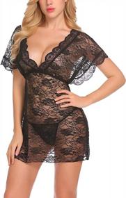 img 2 attached to Lace Robe Nightgown Teddy Babydoll Lingerie Chemise For Women By ELOVER