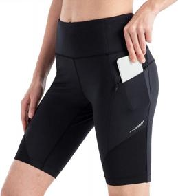 img 4 attached to High Waisted Compression Running Shorts For Women - Workout Athletic Biker Shorts With Convenient Zipper Pockets By NAVISKIN