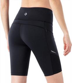 img 3 attached to High Waisted Compression Running Shorts For Women - Workout Athletic Biker Shorts With Convenient Zipper Pockets By NAVISKIN