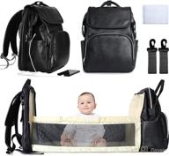 premium leather diaper bag backpack with built-in changing station and ample storage for baby essentials - perfect for boys logo