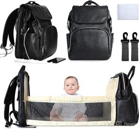 img 4 attached to Premium Leather Diaper Bag Backpack with Built-in Changing Station and Ample Storage for Baby Essentials - Perfect for Boys