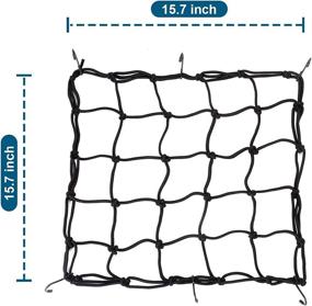 img 3 attached to 🚲 Велосипедная грузовая сетка 15"x15": регулируемые крюки, черная сетка - идеальная универсальная багажная веревка