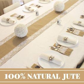 img 2 attached to Rustic Jute And Lace Table Runner Roll - 50 Yards Long With Bonus Flatware Holders, Napkin Holders, And Bows - Perfect For Rustic Weddings, Parties, And Events - 12 Inches Wide