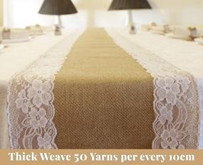 img 3 attached to Rustic Jute And Lace Table Runner Roll - 50 Yards Long With Bonus Flatware Holders, Napkin Holders, And Bows - Perfect For Rustic Weddings, Parties, And Events - 12 Inches Wide