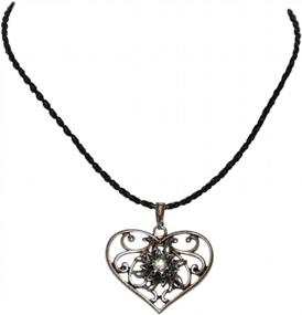 img 2 attached to Heart-Shaped Bavarian Necklace With Edelweiss Flowers For Dirndl